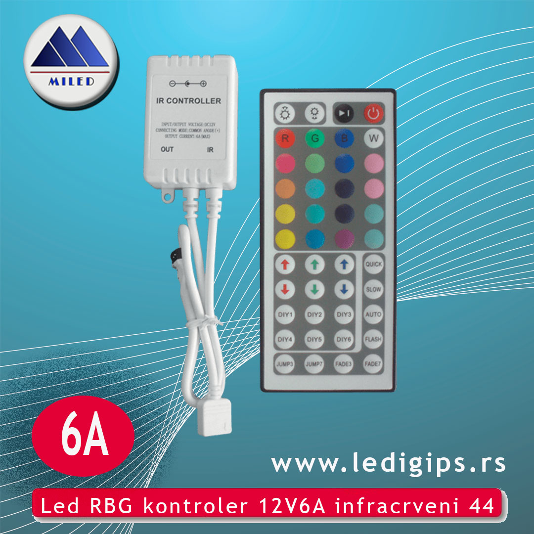 Led RBG kontroler 12V6A infracrveni 44 E