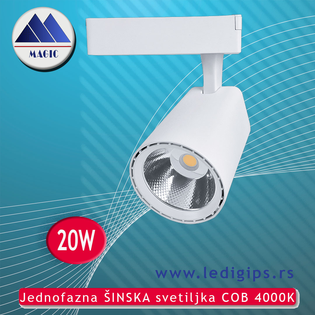 Jednofazna ŠINSKA svetiljka COB 20W 4000K