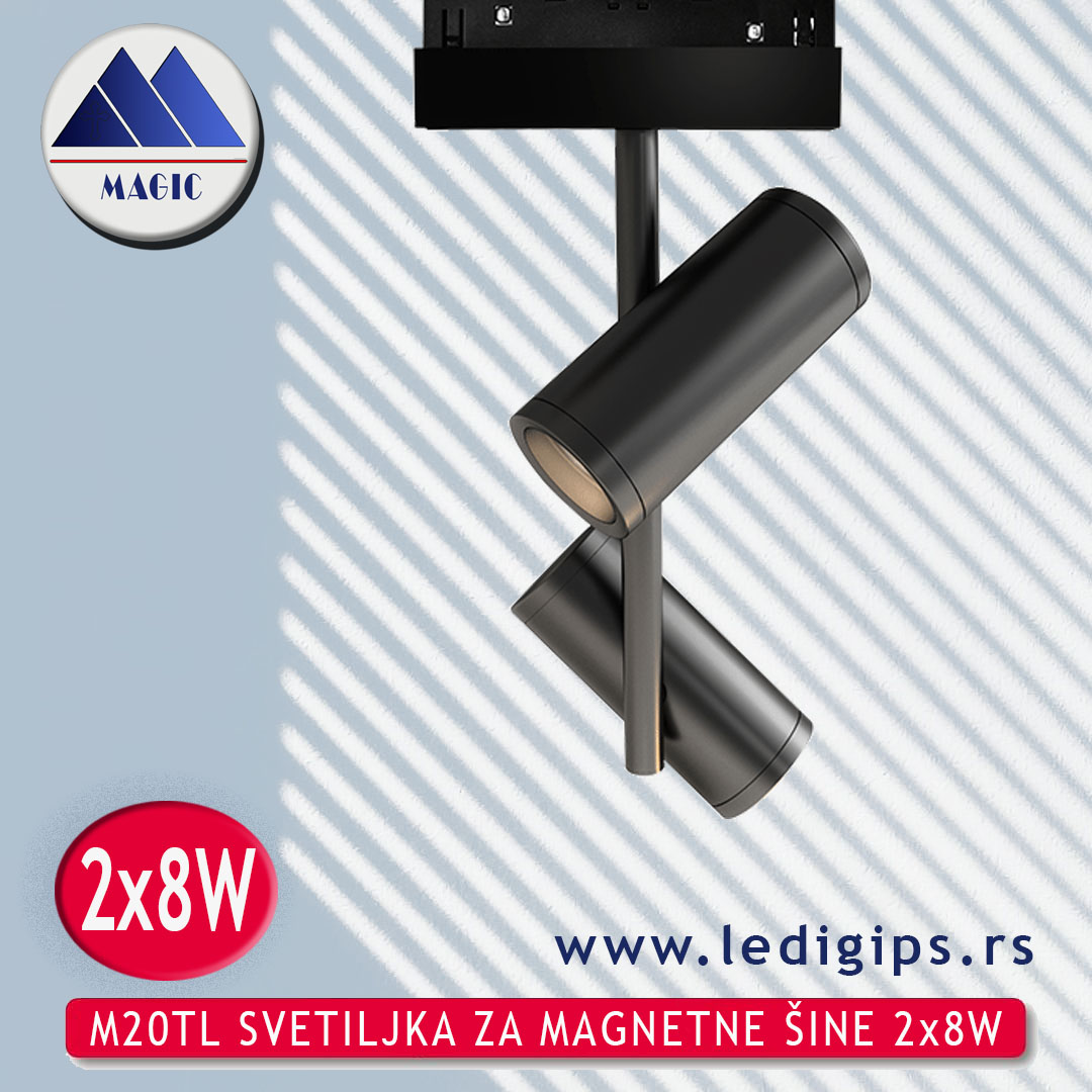 M20TL SVETILJKA ZA MAGNETNE ŠINE 2x8W