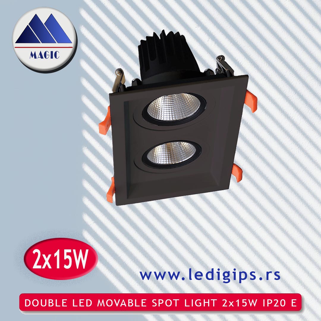 DOUBLE LED MOVABLE SPOT LIGHT 2x15W IP20 E
