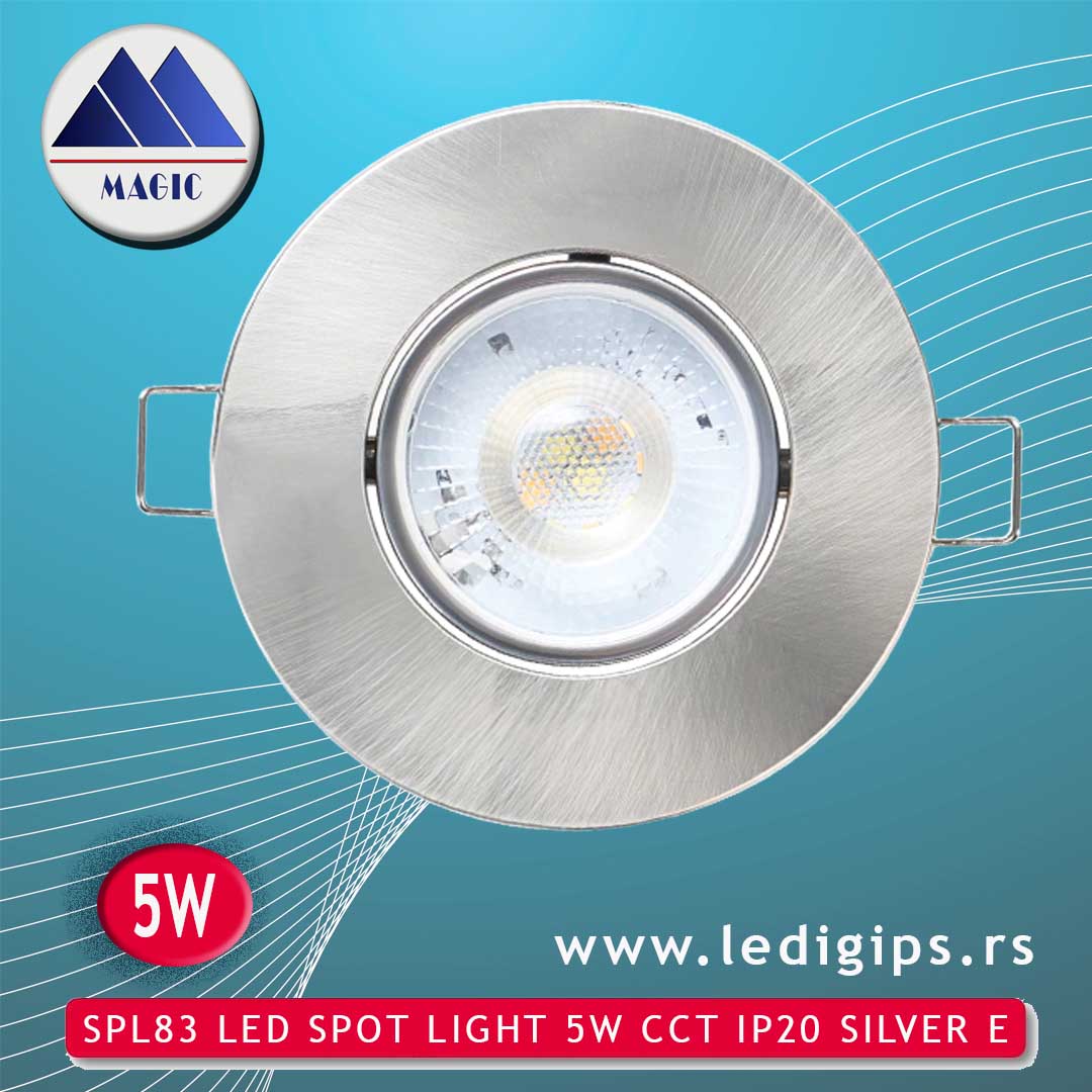 SPL83 LED SPOT LIGHT 5W CCT IP20 SILVER E