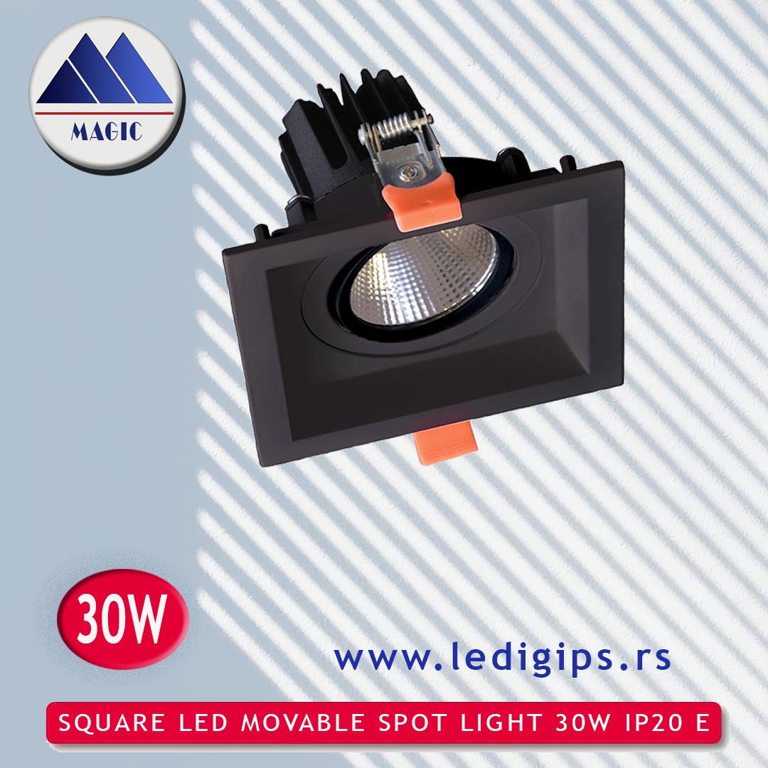 SQUARE LED MOVABLE SPOT LIGHT 30W IP20 E